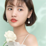 S925 Sterling Bead Shell Pearls Long Earrings
