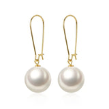 S925 Sterling Bead Shell Pearls Long Earrings