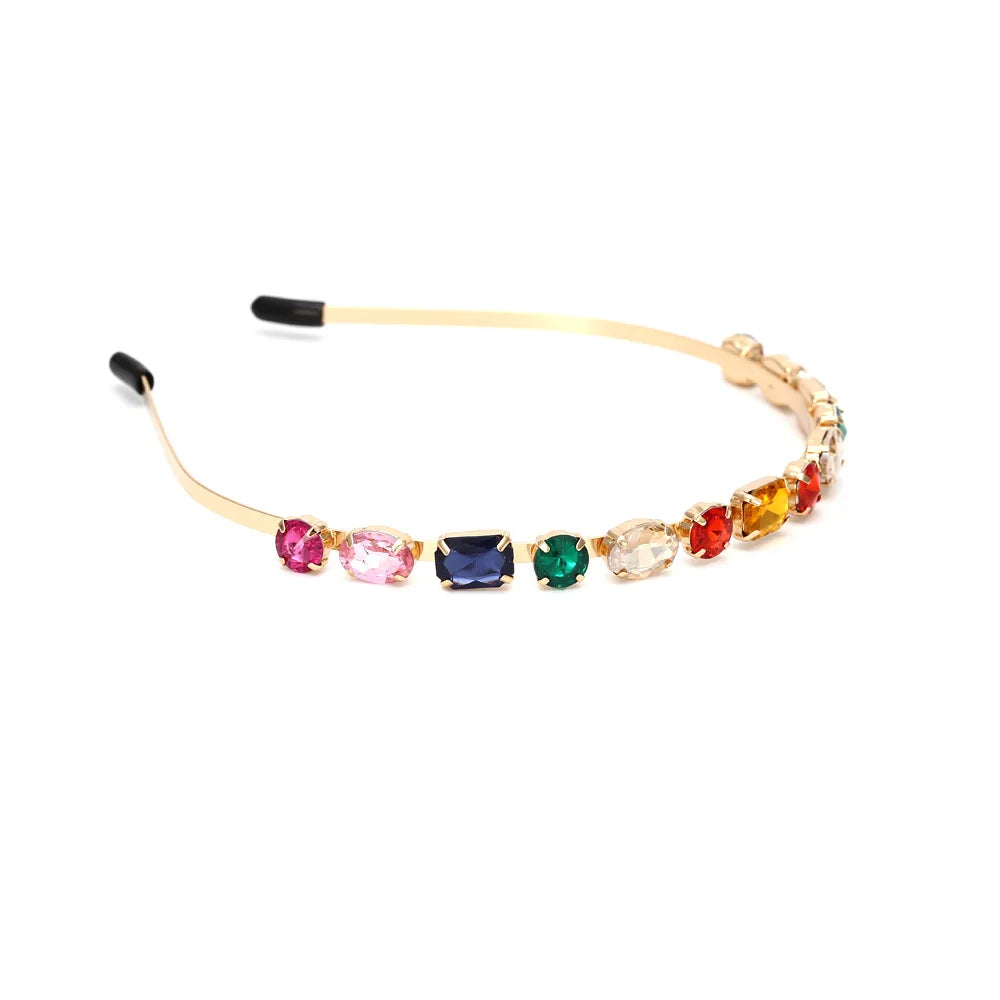 Colored Resin Gemstone Headband Glass Crystal Headdress
