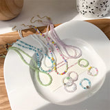 Colorful Bead Necklace Boho Choker Round Crystal Ring Jewelry