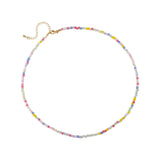 Colorful Bead Necklace Boho Choker Round Crystal Ring Jewelry