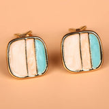 Enamel Geometric Square Clip on Earrings for Women Party Jewelry
