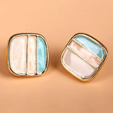 Enamel Geometric Square Clip on Earrings for Women Party Jewelry