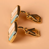 Enamel Geometric Square Clip on Earrings for Women Party Jewelry