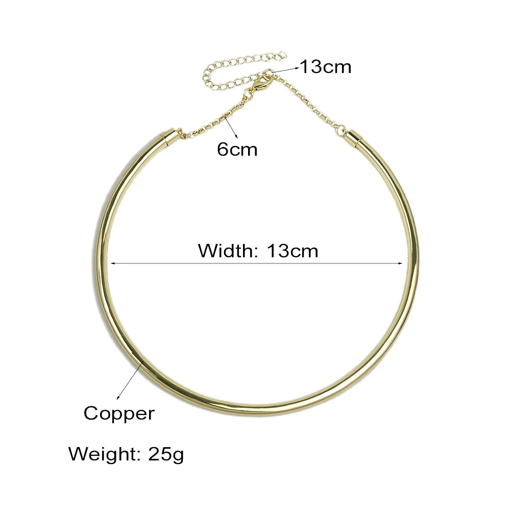 Copper Choker Necklace Chunky Metal Collar Torque Maxi Jewelry Women
