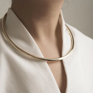 Copper Choker Necklace Chunky Metal Collar Torque Maxi Jewelry Women