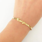Name Bracelets Personalized Bangles Stainless Steel Adjustable Nameplate