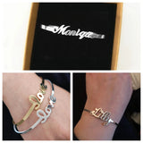 Name Bracelets Personalized Bangles Stainless Steel Adjustable Nameplate