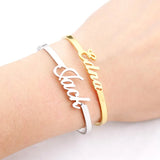 Name Bracelets Personalized Bangles Stainless Steel Adjustable Nameplate