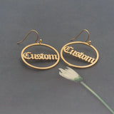 Name Drop Earrings Stainless Steel Circle Personalized Initials Dangle Earrings