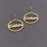 Name Drop Earrings Stainless Steel Circle Personalized Initials Dangle Earrings