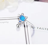 Cat Bead Tassel Adjustable Ring 925 Sterling Silver Ring