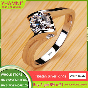 Hollow Heart Ring Real Tibetan Silver Zircon Ring