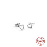 Heart-shaped Stud Earrings 925 Sterling Silver INS Earrings Girl's Gift