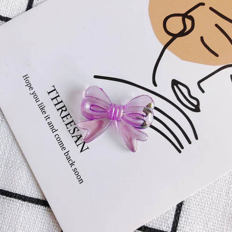 Colorful Bow Necklace Earrings Set - Solid Pendant Material
