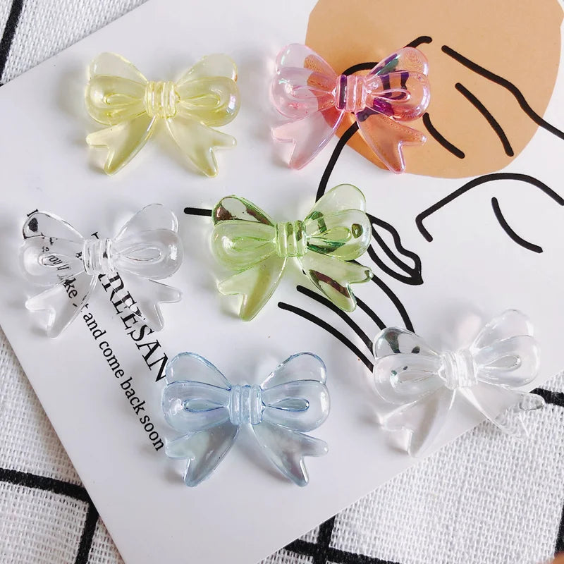 Colorful Bow Necklace Earrings Set - Solid Pendant Material