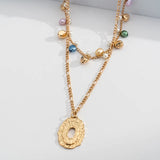 Harmony Ball Pendant Necklace Layered Choker Arrow Bar Adjustable