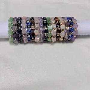 10mm Square Amethyst Charm Bracelet for Men and Women