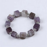 10mm Square Amethyst Charm Bracelet for Men and Women