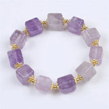 10mm Square Amethyst Charm Bracelet for Men and Women