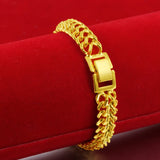 24K Chain Bracelet for Men Vintage Hook Bangle Jewelry