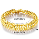 24K Chain Bracelet for Men Vintage Hook Bangle Jewelry