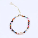4mm Gemstone Natural Stone Bracelet With Freshwater Pearl Charm
