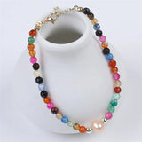 4mm Gemstone Natural Stone Bracelet With Freshwater Pearl Charm