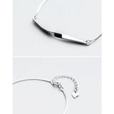 925 Silver Geometry Bar Bracelets for Women, Adjustable Chain