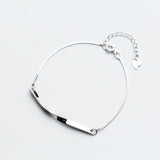 925 Silver Geometry Bar Bracelets for Women, Adjustable Chain