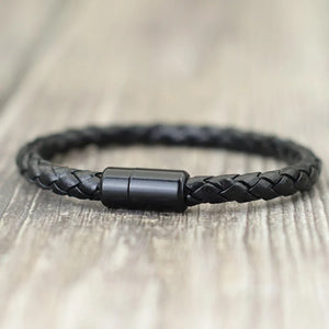 Men's Magnetic Braided Leather Bracelet Armband Wrap Jewelry