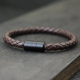 Men's Magnetic Braided Leather Bracelet Armband Wrap Jewelry