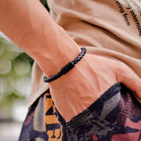 Men's Magnetic Braided Leather Bracelet Armband Wrap Jewelry