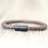 Men's Magnetic Braided Leather Bracelet Armband Wrap Jewelry
