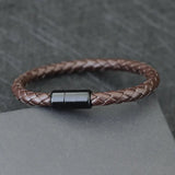 Men's Magnetic Braided Leather Bracelet Armband Wrap Jewelry