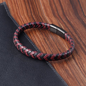 Stainless Steel Leather Men's Bracelet Birthday Party Gift
