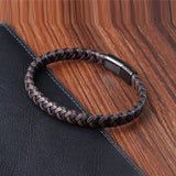 Stainless Steel Leather Men's Bracelet Birthday Party Gift
