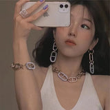 Diamond Hip-hop Necklace Exaggerated Thick Chain Clavicle Jewelry
