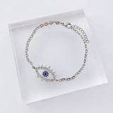Evil Eye Bracelet Silver Charm Link Chain Adjustable Bracelet Crystal Jewelry