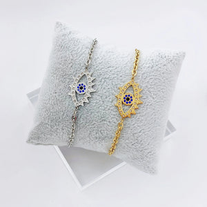 Evil Eye Bracelet Silver Charm Link Chain Adjustable Bracelet Crystal Jewelry