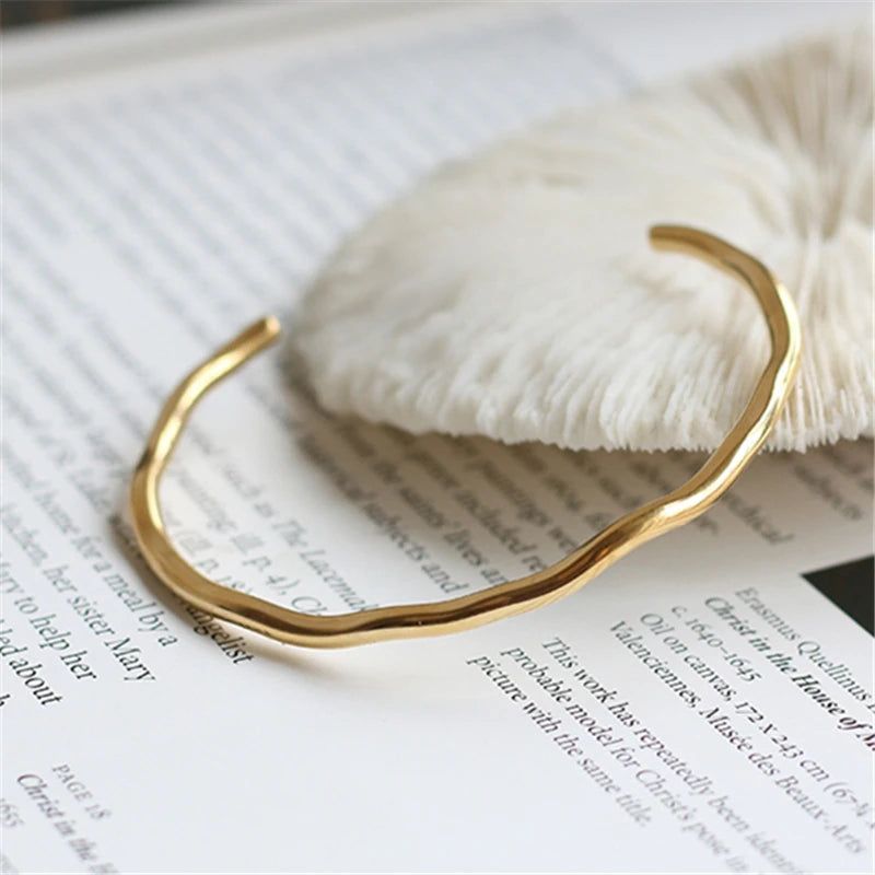 Geometric Wave Bracelet 18K Plated Bangle Jewelry