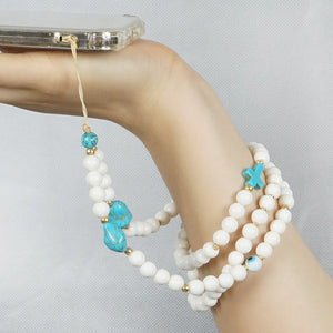 Hand-woven Mobile Phone Rope Pendant Stone Glass Beads Chain