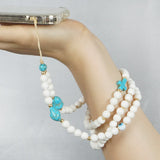 Hand-woven Mobile Phone Rope Pendant Stone Glass Beads Chain