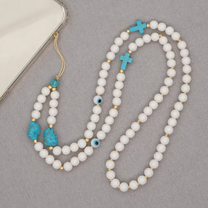 Hand-woven Mobile Phone Rope Pendant Stone Glass Beads Chain