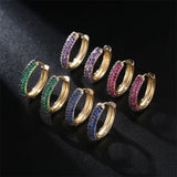 Zircon Inlaid Hoop Earrings Colorful Ear Jewelry for Women