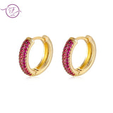 Zircon Inlaid Hoop Earrings Colorful Ear Jewelry for Women