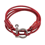 Layered Leather Bracelets with Carabiner Detail