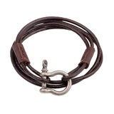 Layered Leather Bracelets with Carabiner Detail