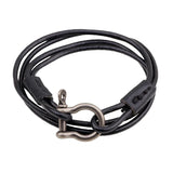 Layered Leather Bracelets with Carabiner Detail