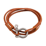 Layered Leather Bracelets with Carabiner Detail